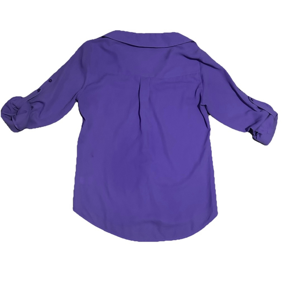 Women's Express Purple Portofino Button Down Shirt Petit XS - Picture 5 of 6